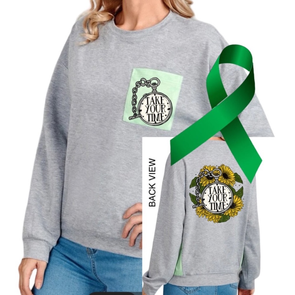Take Your Time Mental Health graphic pullover raglan style sweatshirt XXL